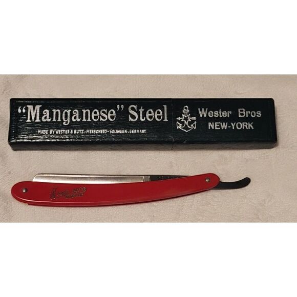VERY RARE Red Imp Straight Razor 133 Made By Case Manganese Steel Germany Box - Picture 1 of 12
